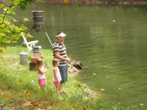 Fishing with the kids at Pappy's Cabin and Pond!